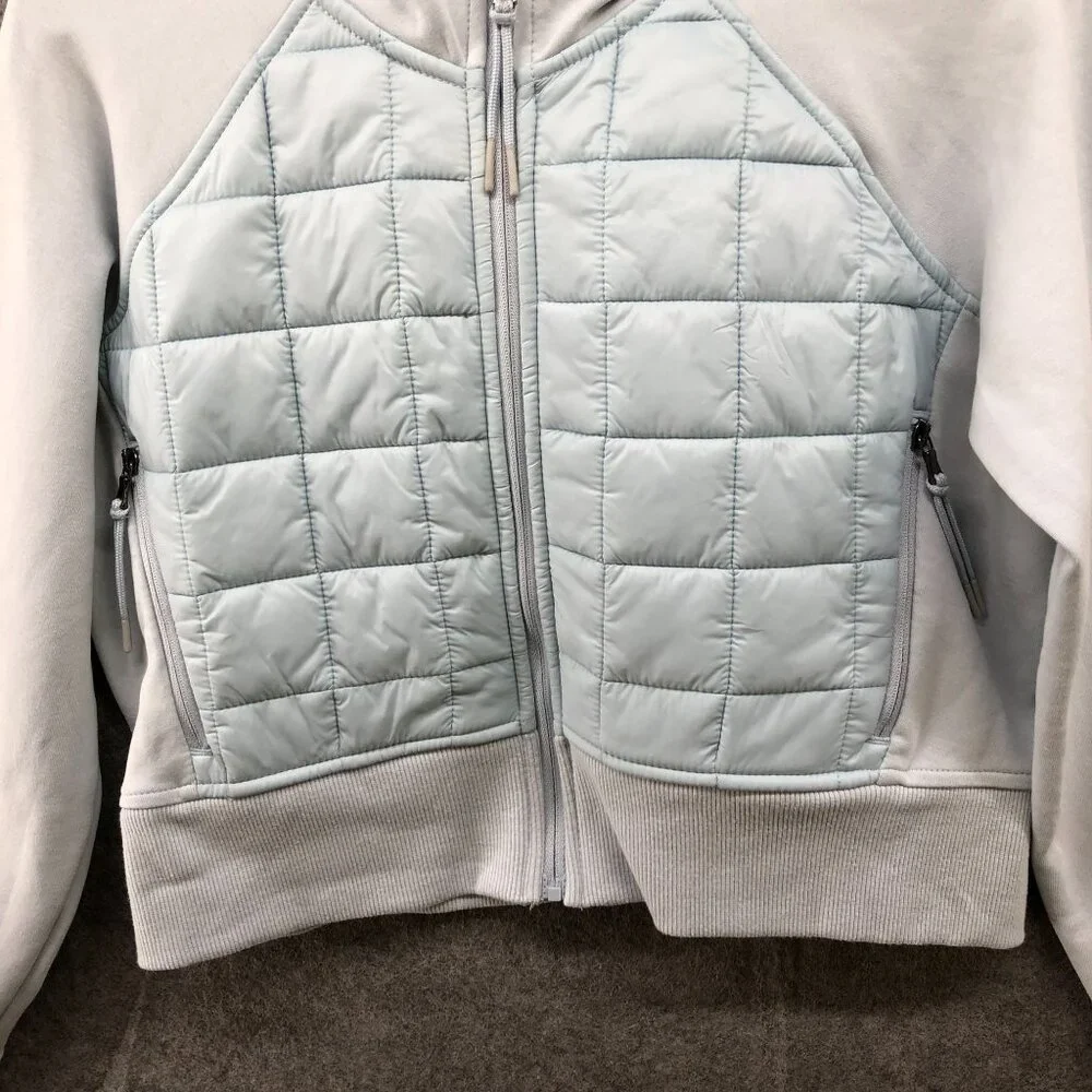 Old Navy Dynamic Fleece Jacket Girls Size L 10-12 Blue Hoodie Zip Quilted Active